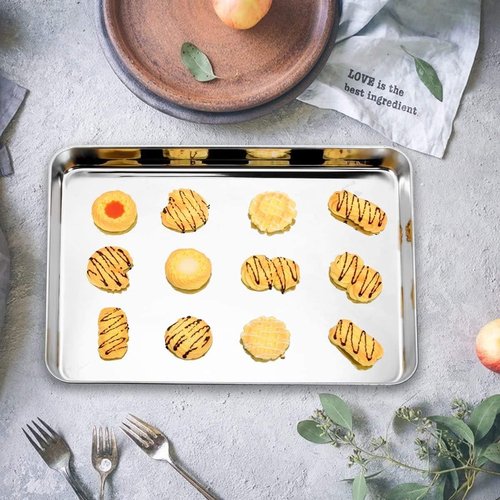 Bastwe Baking Sheet Set - 18 Inch Commercial Grade Stainless Steel Pans | Non-Toxic & Easy Clean