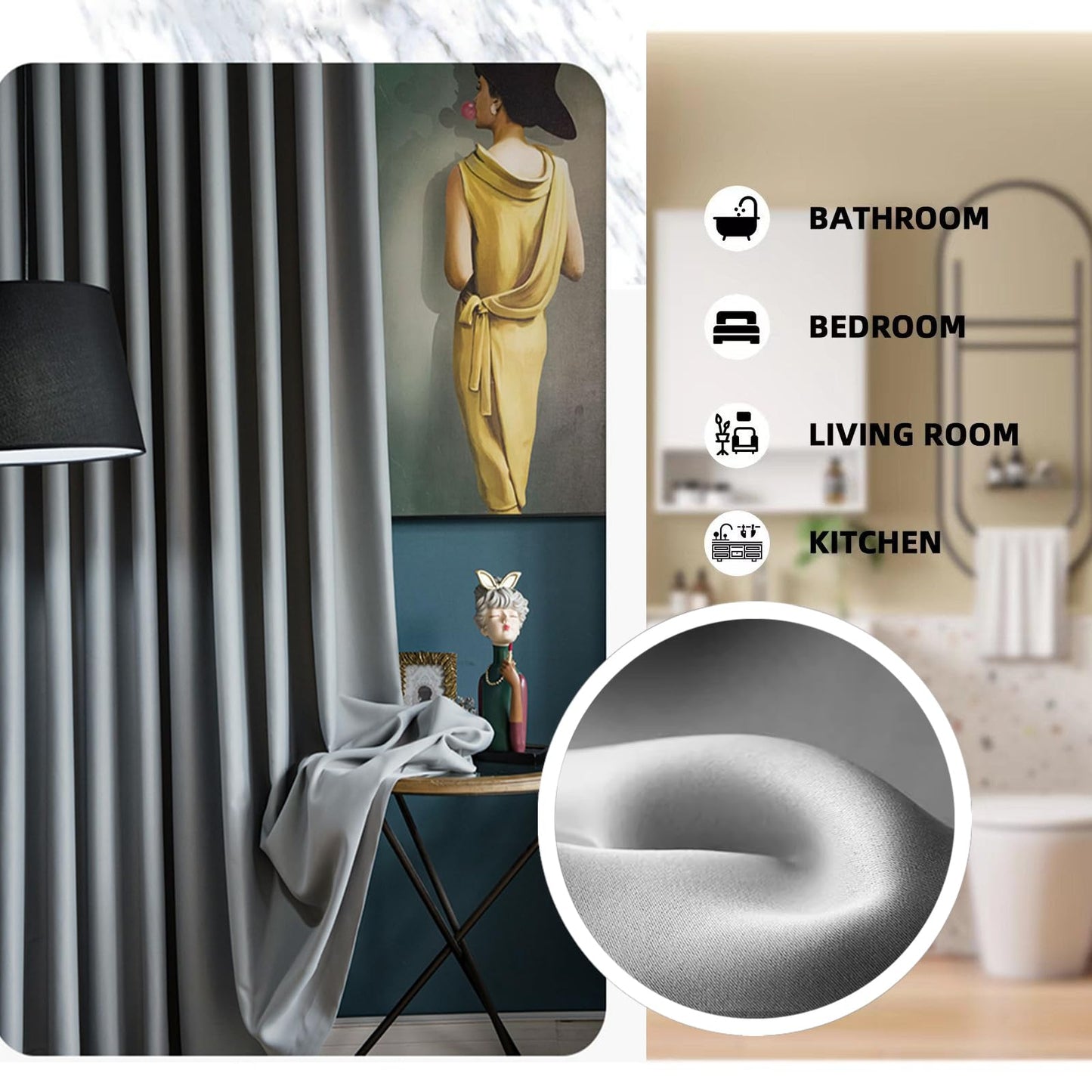 RoomDarkning Room Divider Curtains with Ceiling Track, 95% Blackout Heavy Track Ceiling Curtains Noise Reduction Privacy Curtain Track System Kits, 10 ft Wide x 9 ft Tall, Grey, 1 Panel