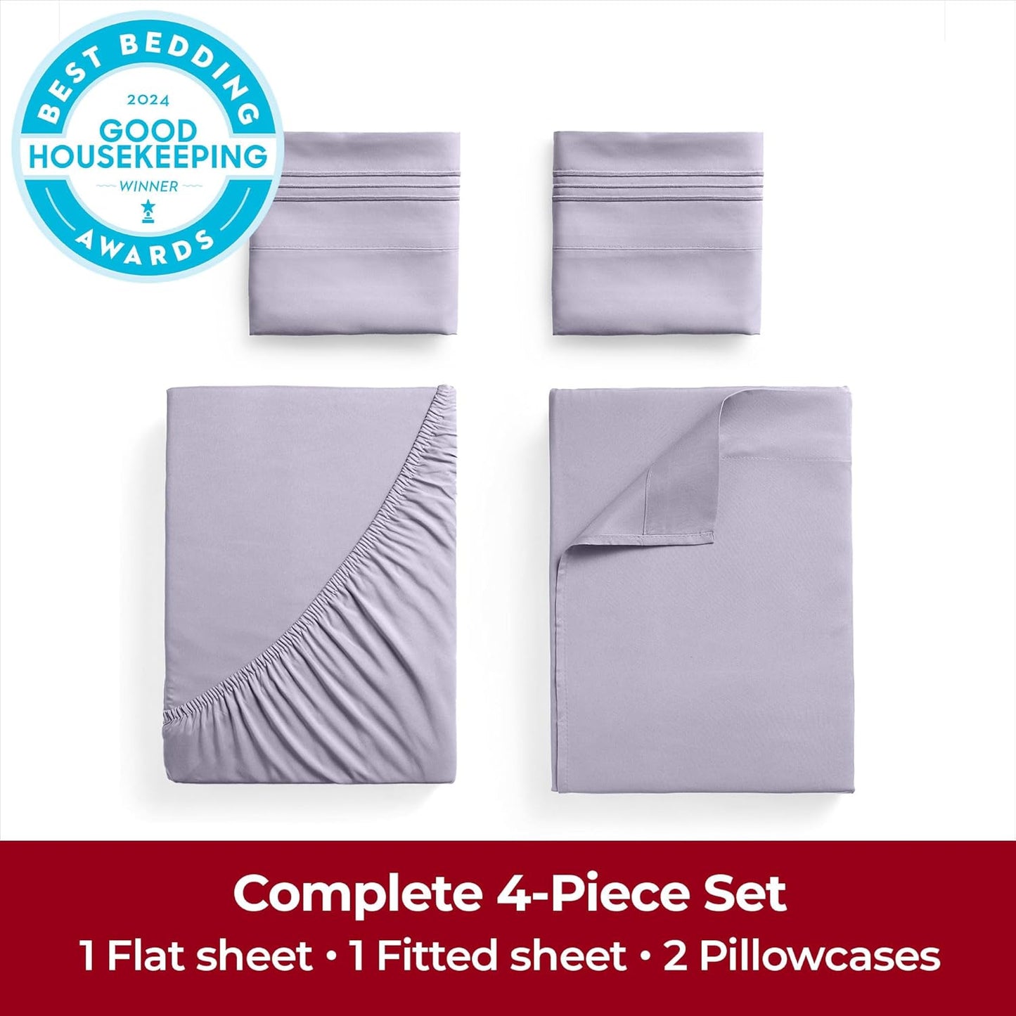 Mellanni Extra Deep California King Sheets - Hotel Luxury Ultra Soft Cooling Bedding | 4 PC Set in Lavender