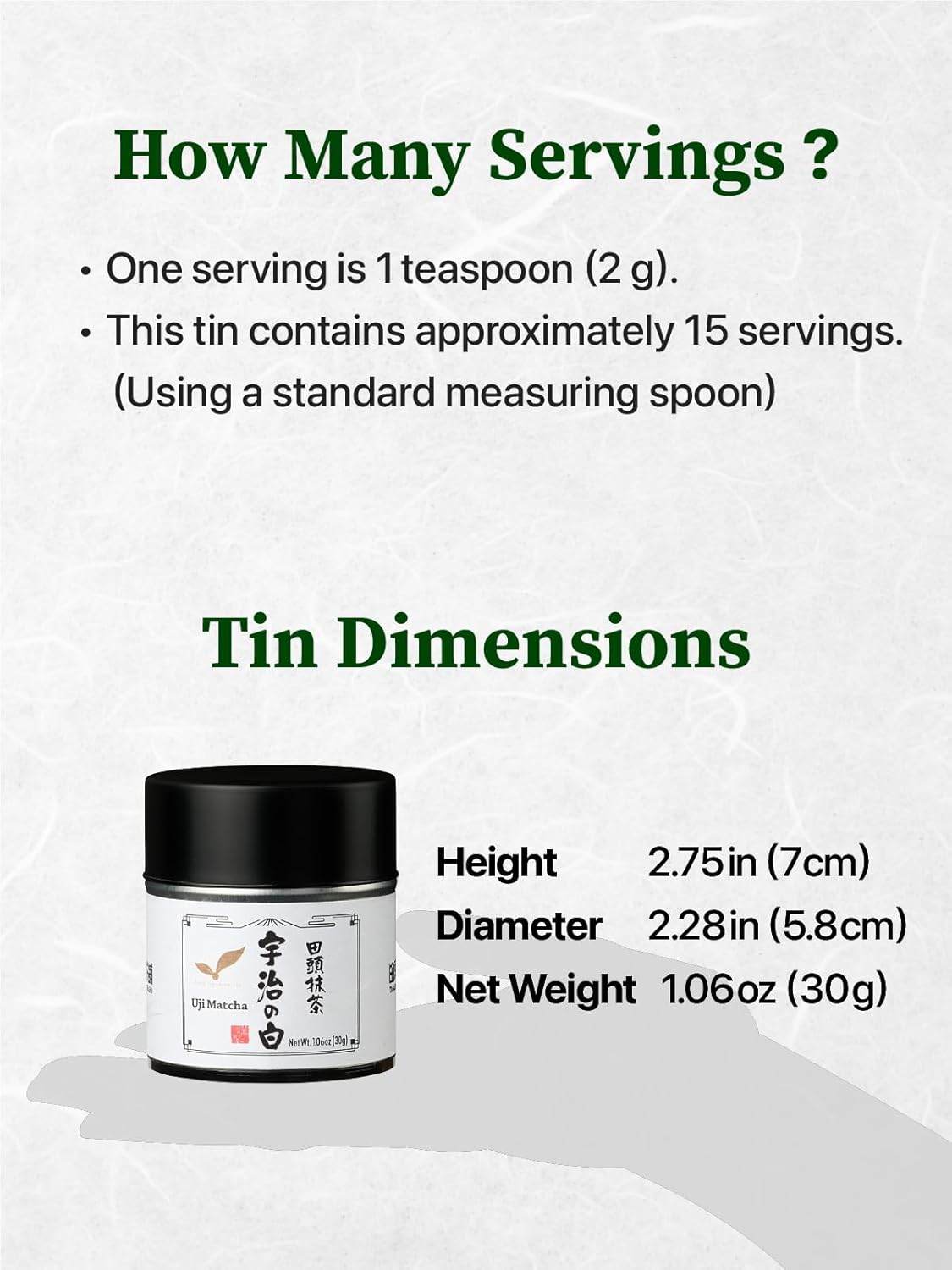 TAGASHIRA CHAHO Uji Matcha Green Tea Powder - Authentic Ceremonial Grade, First Harvest, 30g/1.06oz