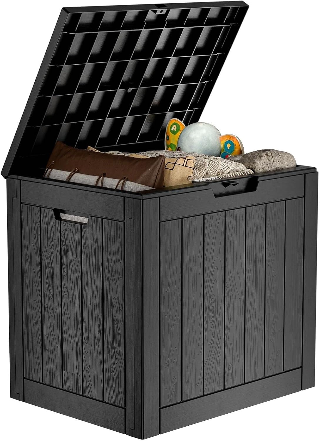 Regine Switzerland 33 Gallon Outdoor Deck Box - Lockable Waterproof Storage for Garden Tools & Cushions | Black