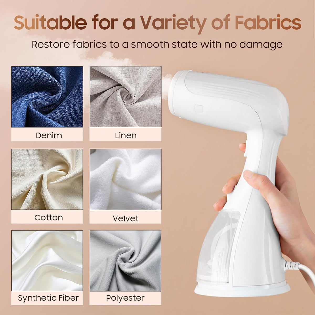 Skiennix Handheld Clothes Steamer - 1350W Portable Iron with Strong Steam for Home, Office, Travel