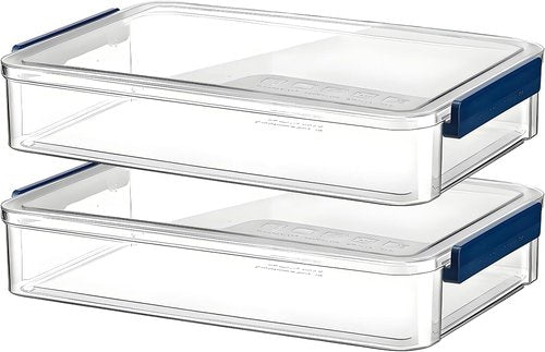 Clear Portable Project Case by [Brand Name] - Stackable Storage Boxes for A4 Files & Art Supplies | Large Size with Blue Latch
