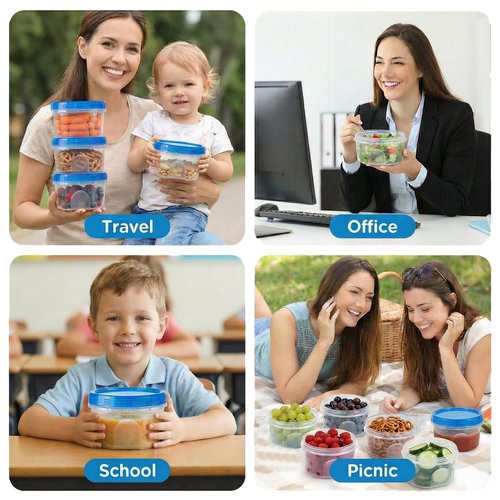 Freezer Storage Containers, 10 Pack 16 oz Stackable Food Containers with Twist Top Lids, Freezer Safe Containers for Lunch/Salad/Oats/Soup, Reusable| Ultra Thick| Microwave/Dishwasher Safe