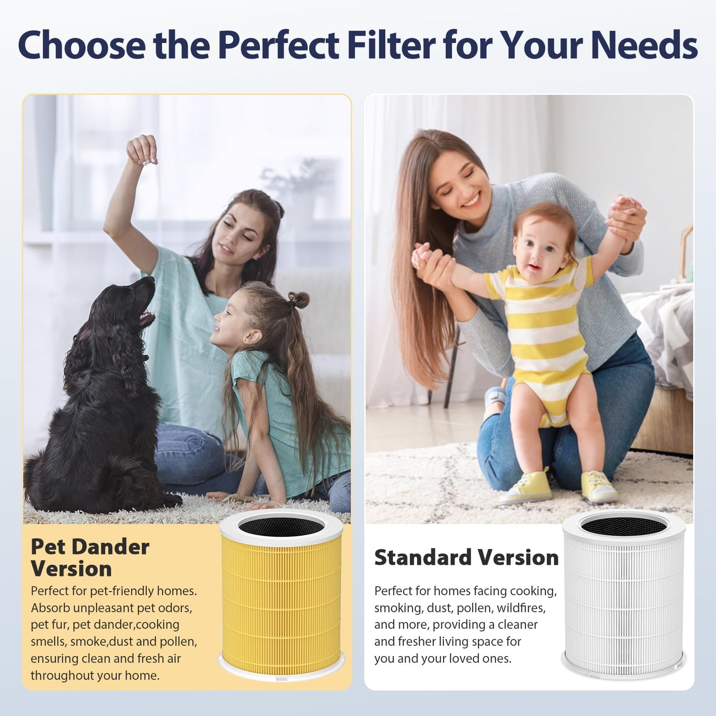 AP401 AP402 Pet Care Filter Replacement, Compatible with Dayette AP401 AP402 and JOWSET AP402 AP403 Air Purifiers for Large Room up to 3000Ft², H13 True HEPA Filter, Designed for Pet Odors