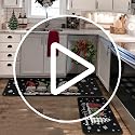 Noulmea Christmas Gnomes Kitchen Rugs Set of 2 - Black, 17x47 & 17x30 Winter Holiday Decor