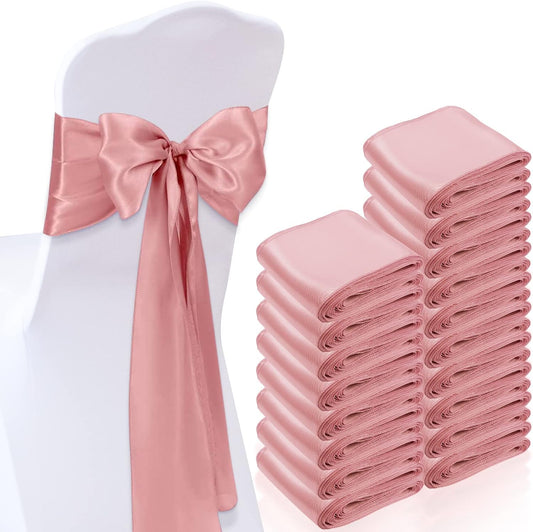 XunYee Satin Chair Sashes - 80 Pack Elegant Bow Ties for Weddings & Events | Rose Gold