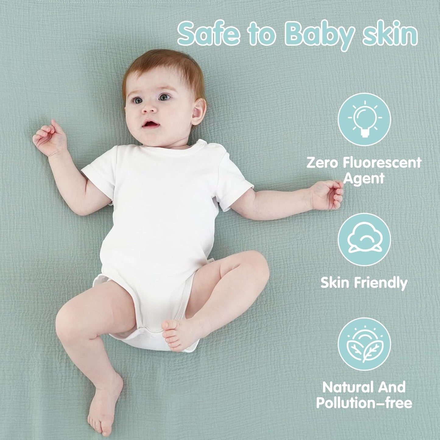 Muslin Swaddle Blankets - 100% Cotton Soft & Breathable Newborn Receiving Blankets | 2 Pack, Large 40 x 40 Inches