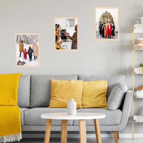 JCJMY 13x17 Picture Frame - Wall Mounting Versatile Design | Shatter-Resistant Plexiglass, Natural Finish