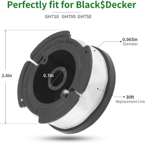 BLACK+DECKER 4-Pack String Trimmer Replacement Spool - 30 Feet, 0.065 Inches Autofeed Design