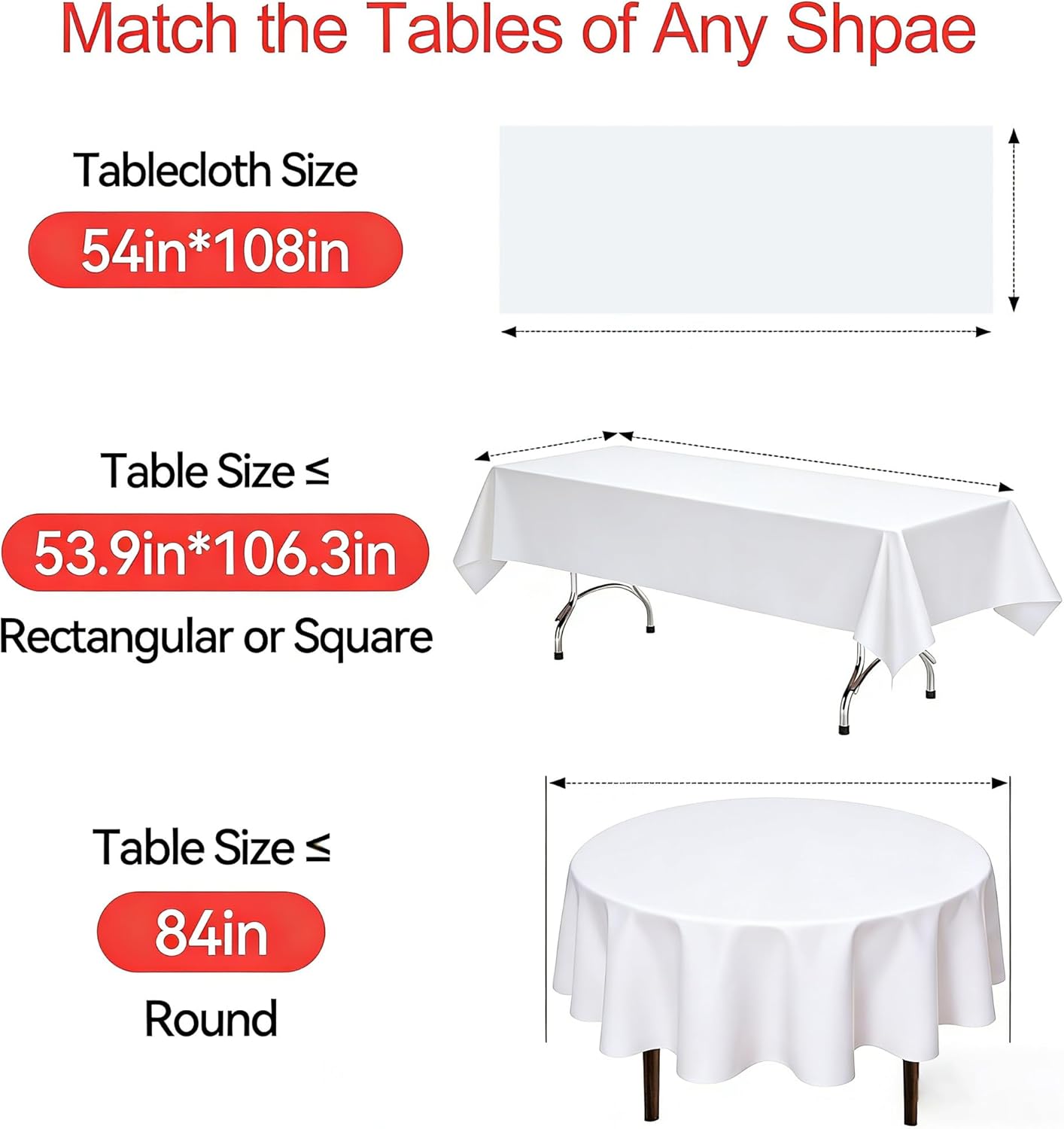Regine Switzerland 10 Pack White Disposable Tablecloths - 54" x 108" Rectangle Covers for Weddings, Picnics & Parties