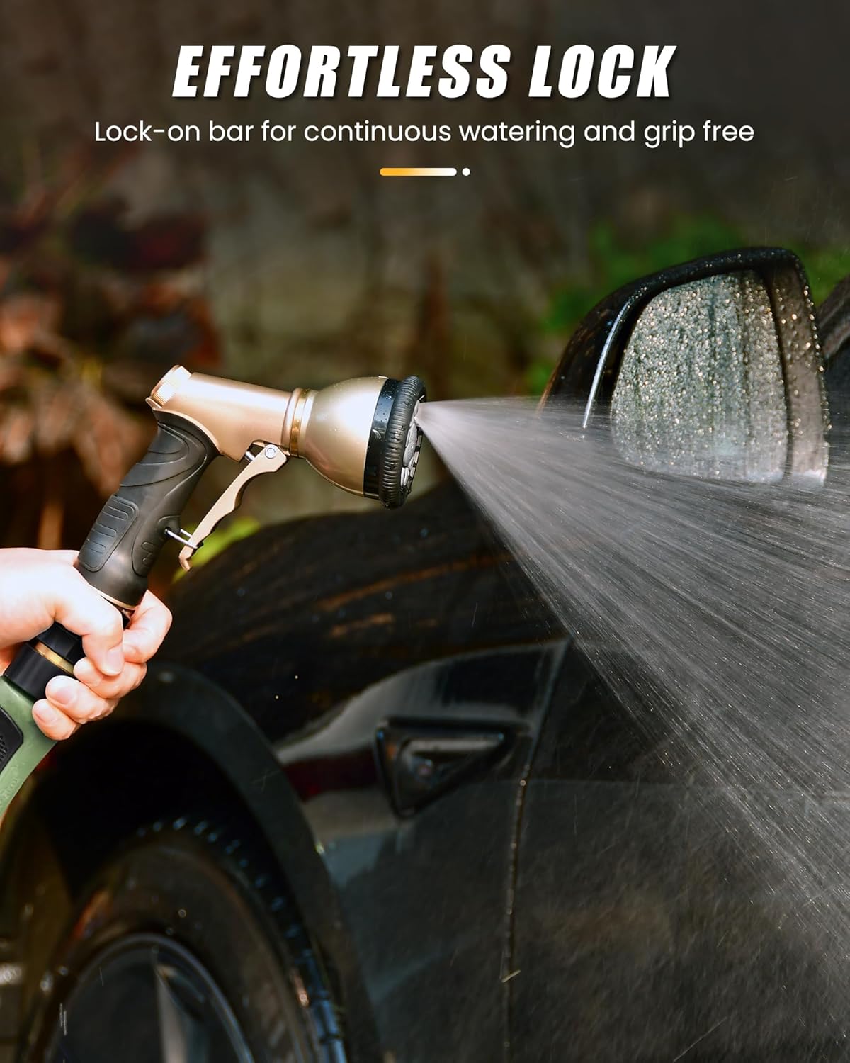 RAINPOINT Garden Hose Nozzle - Heavy Duty Metal Sprayer with 9 Adjustable Spray Patterns | Ideal for Watering Plants and Pets, Gray