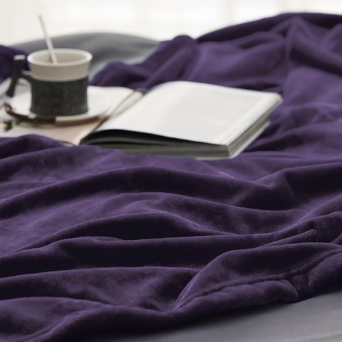 Bedsure GentleSoft Fleece Bed Blanket - Oversized Cozy Luxury Microfiber in Purple, 120x120 Inches