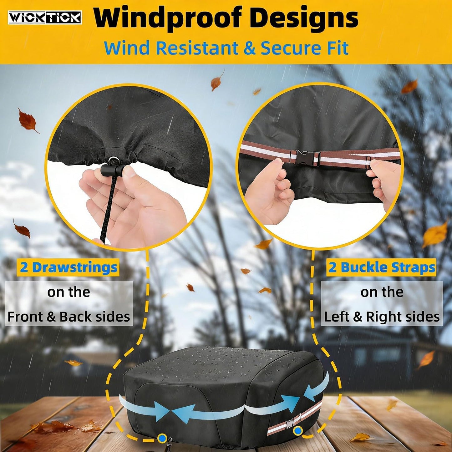 WICKTICK Griddle Cover - Heavy Duty Waterproof 600D for 17-Inch Blackstone Griddle | Full Coverage BBQ Protection