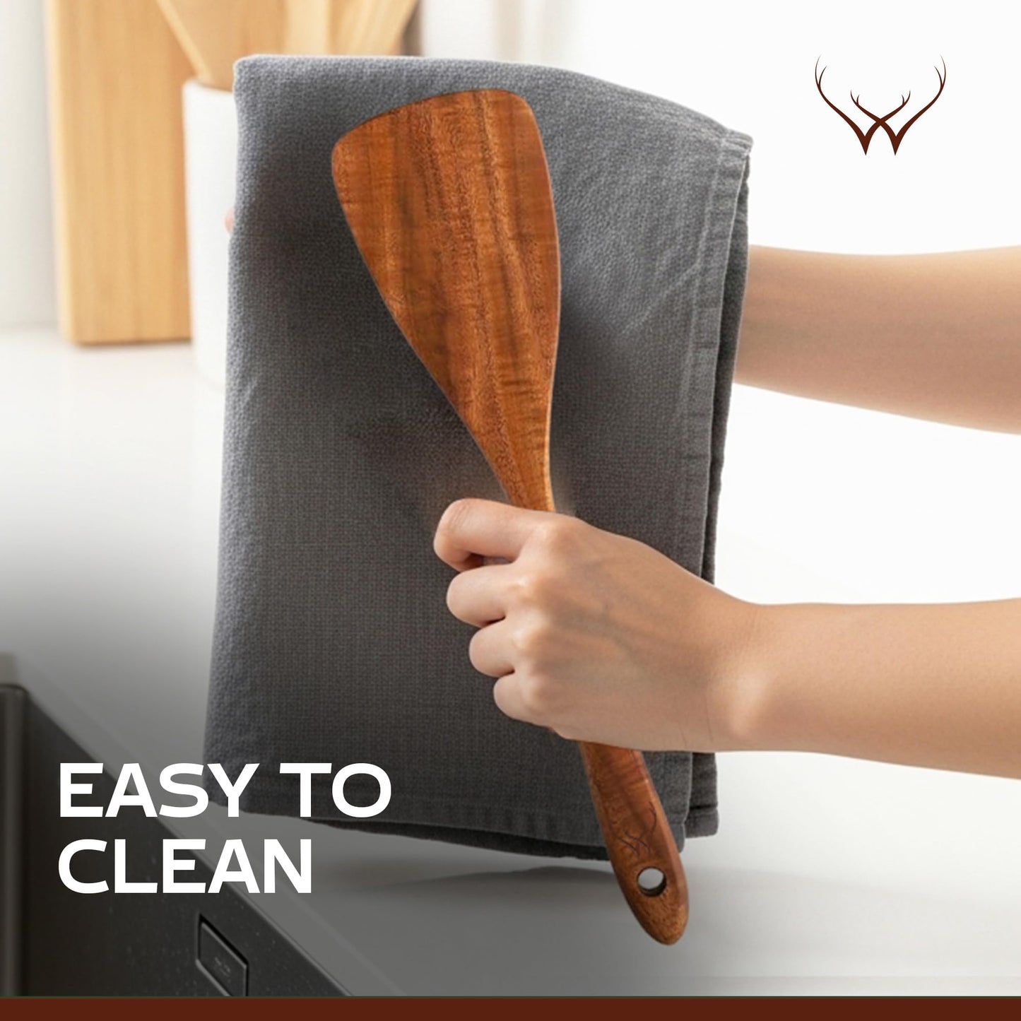 Wooden Spatula for Cooking, Teak Wood Spatula for non stick frying pan With Long Handle - Wooden Pancake Spurtle Non-Stick Cooking Utensils for kitchen use