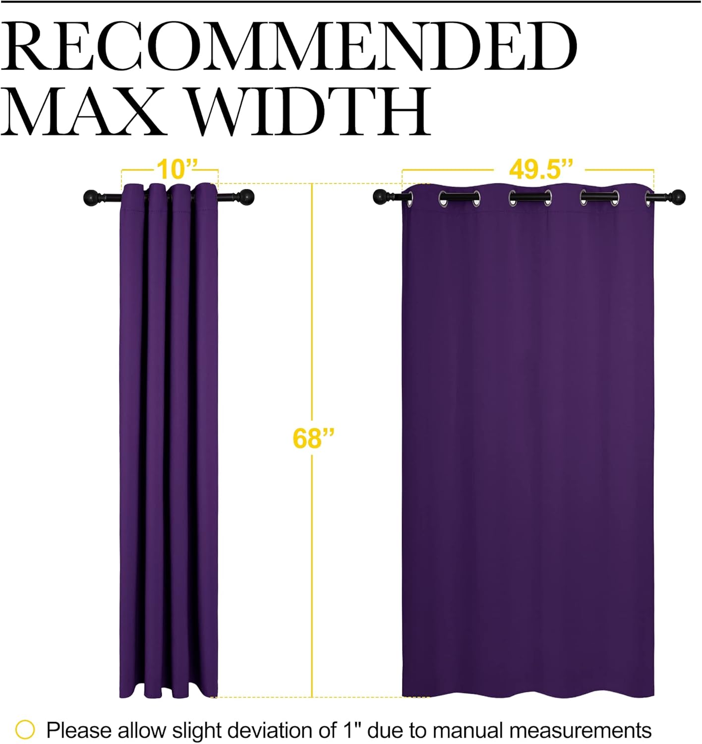 NICETOWN Thermal Insulated Blackout Curtains - Triple Weave Solid Ring Top Drapes for Bedroom | Set of 2, 55 x 68 inches, Royal Purple