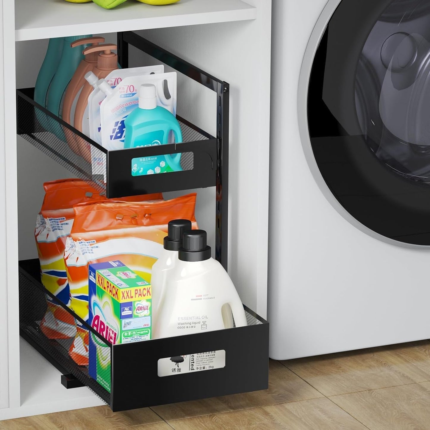 Petiza Under Sink Organizer - Adjustable Height 2-Tier Cabinet Storage with Sliding Drawers | Kitchen & Bathroom