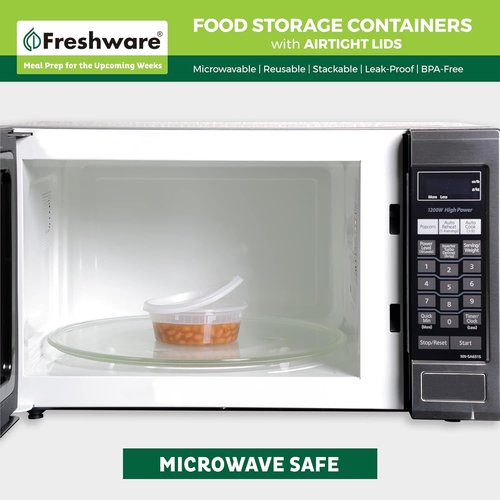 Freshware Food Storage Containers - 50 Set 8 oz Plastic Deli Containers | BPA-Free, Leakproof, Stackable, Safe for Microwave & Dishwasher