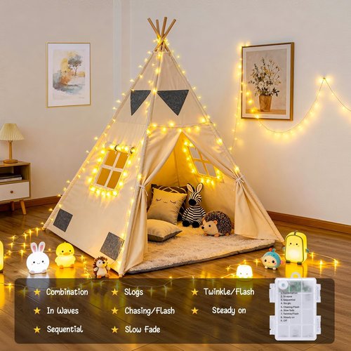 JMEXSUSS Battery Operated String Lights - 66ft 200 LED Warm White Fairy Lights with Remote | Indoor/Outdoor Decor