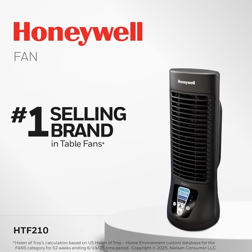 Honeywell QuietSet Personal Desk Fan - Oscillating Design with 4 Power Levels | Quiet Operation, Black