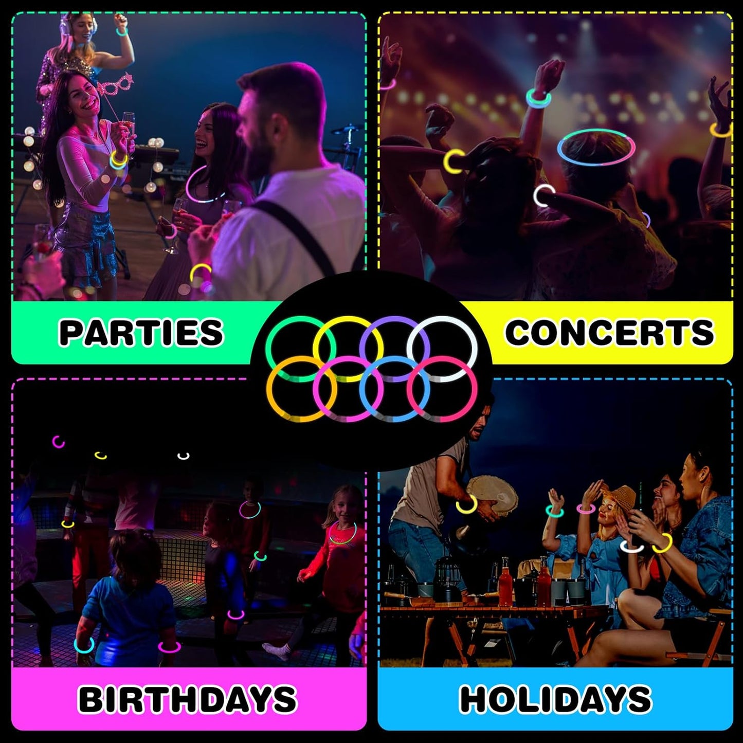 YixangDD 1000 PCS Ultra Bright Glow Sticks - 8 Inch Party Pack for Bracelets & Necklaces | Perfect for Concerts & Events