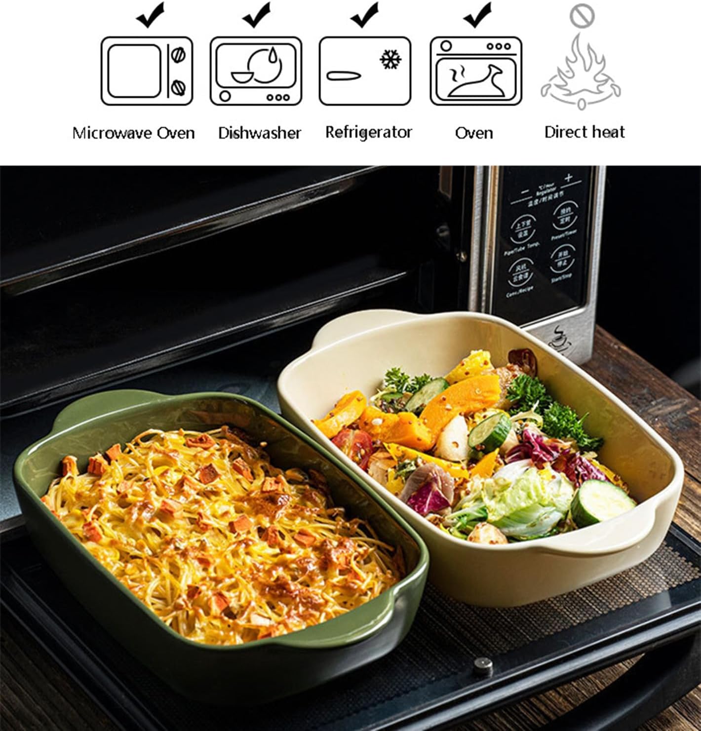 Skiennix Ceramic Casserole Dish - 33oz Covered Rectangular Bakeware with Lid | Oven & Dishwasher Safe