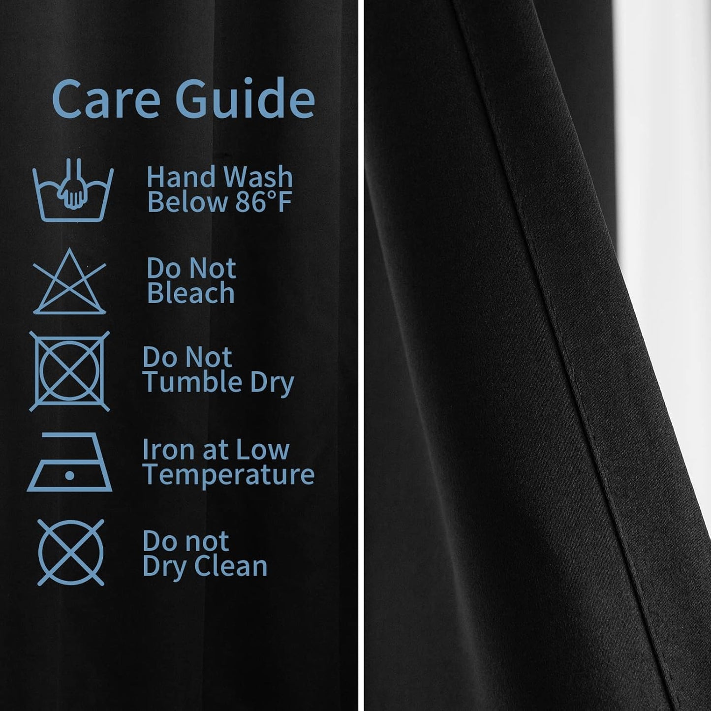 Pickluc Blackout Curtains - Light Blocking Thermal Insulated Drapes, 42" x 63", Black, 2 Panels