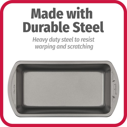 GoodCook Nonstick Loaf Pan 8 x 4-Inch Heavy-Duty Steel Bakeware with Easy-Clean Non-Stick Coating, Oven & Dishwasher Safe Pan for Meatloaf Breads Lasagnas Casseroles & More, Set of 2, Gray