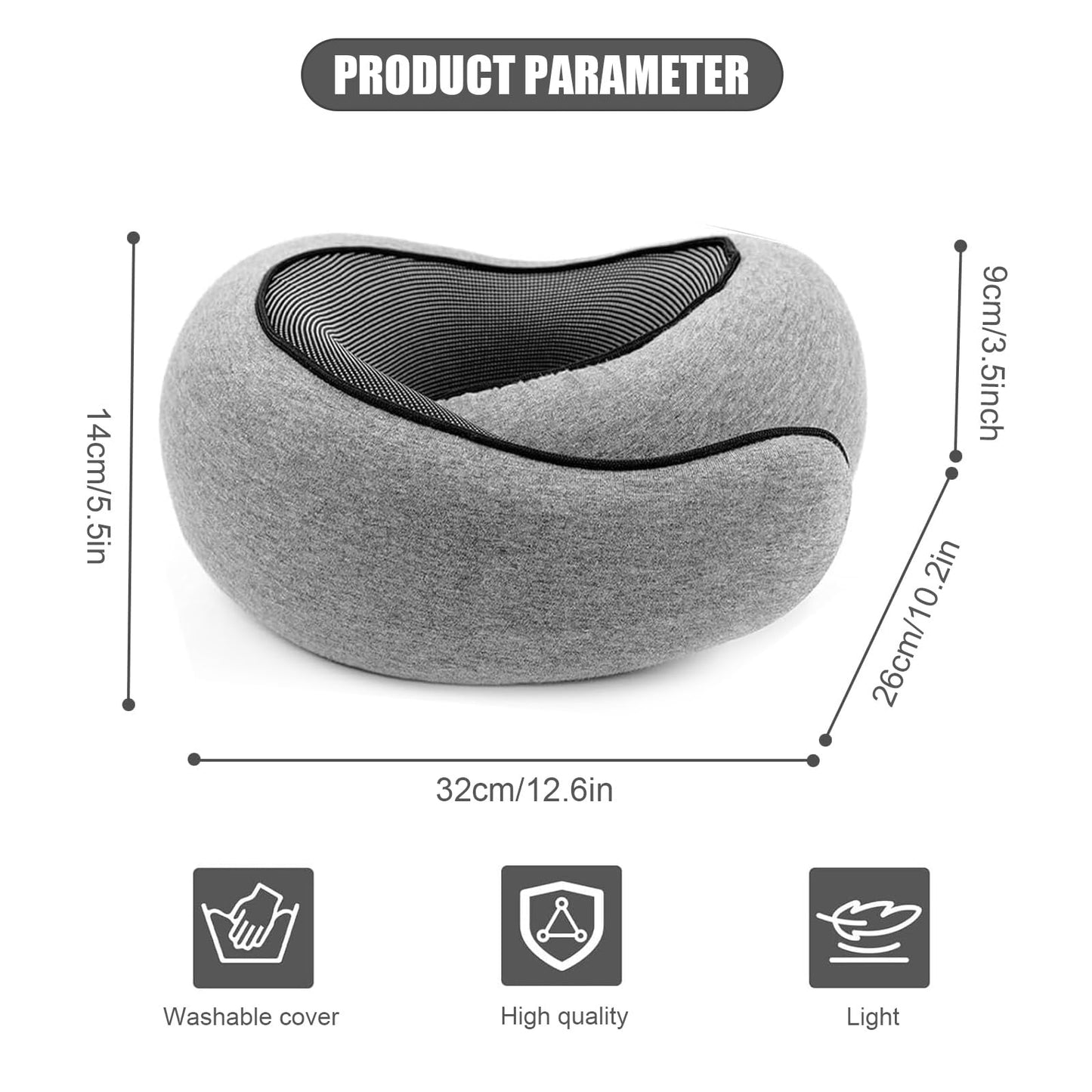 RURING Travel Pillows for Airplanes, Travel Neck Pillow Travel Pillow, Neck Pillow Airplane Memory Foam 360 Degree Support Stowable Pillows for Airplanes Offices and Cars 2PCS (Dark Gray)