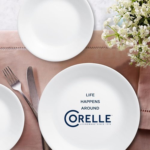 Corelle Vitrelle 18-Piece Dinnerware Set - Chip Resistant & Lightweight | Winter Frost White