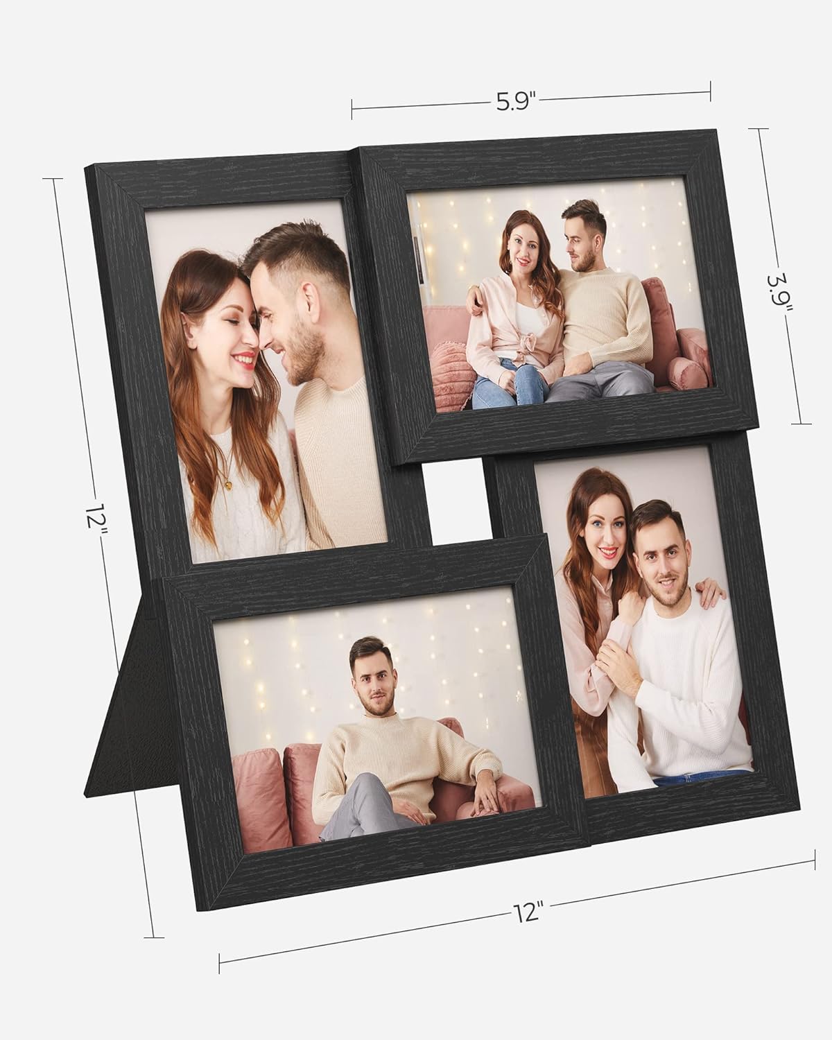 SONGMICS Collage Picture Frames - Set of 4, 4x6 Multi-Photo Wall Decor in Ink Black | Perfect for Gallery Displays