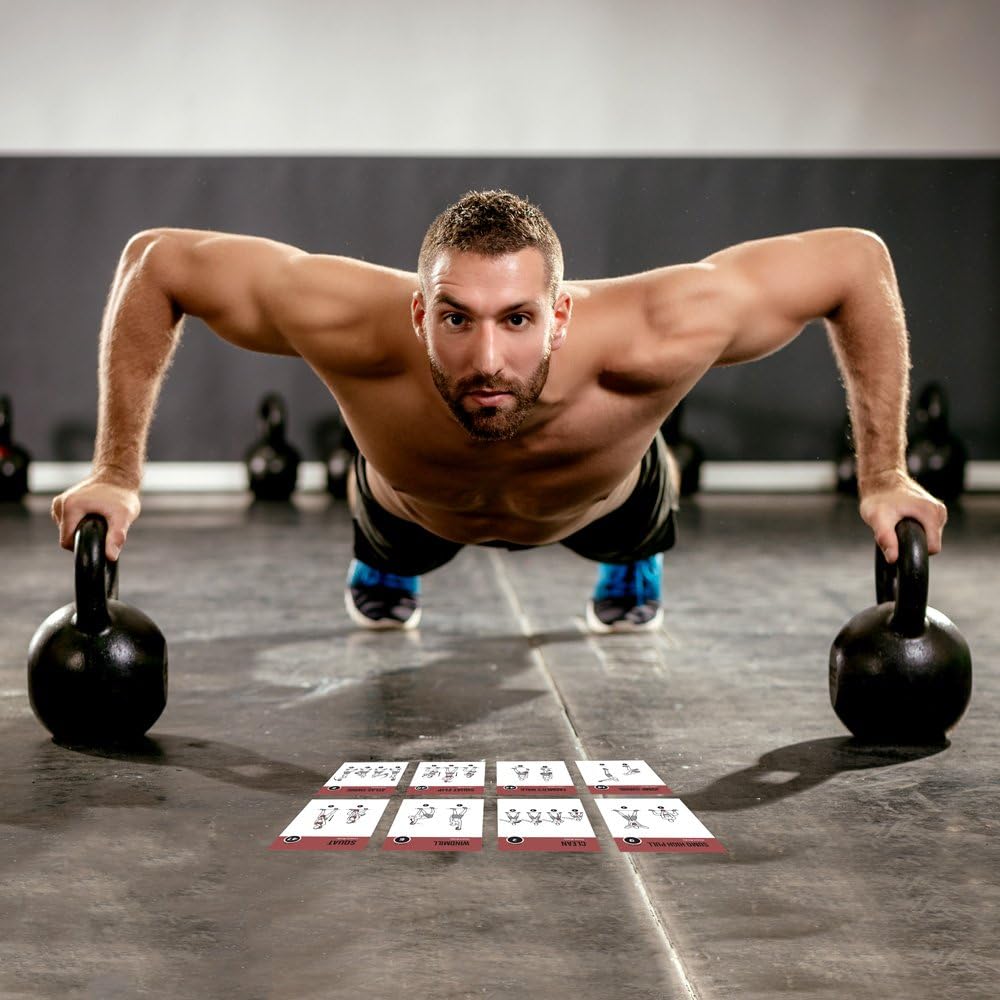 NewMe Fitness Kettlebell Workout Cards - Instructional Deck for Home & Gym Training | Beginner-Friendly Guide
