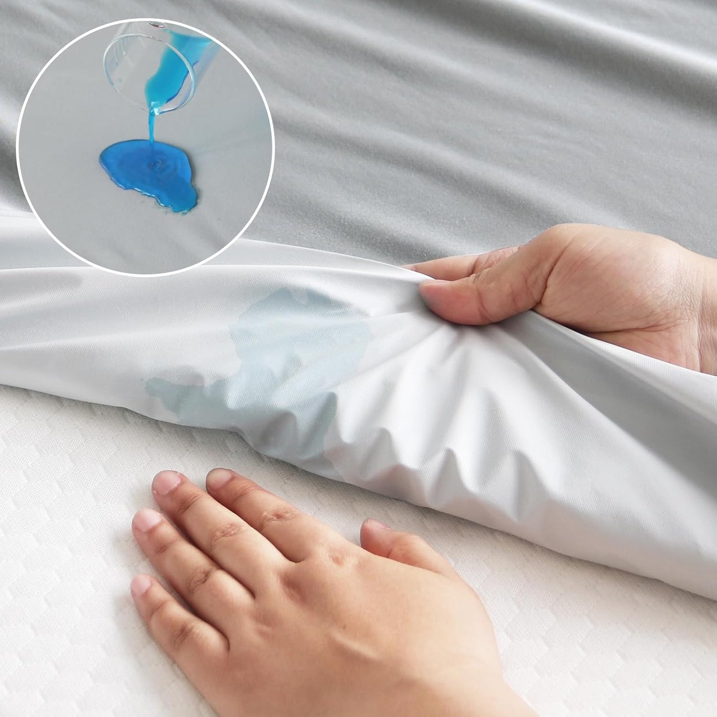 Magik & Kover Twin Mattress Protector - Waterproof Bed Cover 2 Pack | Machine Washable, Deep Pocket, Grey