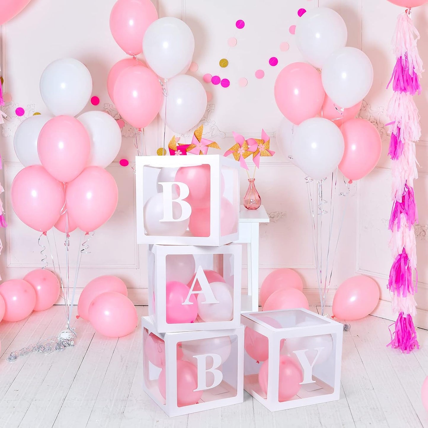 Voircoloria Baby Balloon Box - 42-Piece Letter Set for Gender Reveal & Birthday Parties | Clear Design