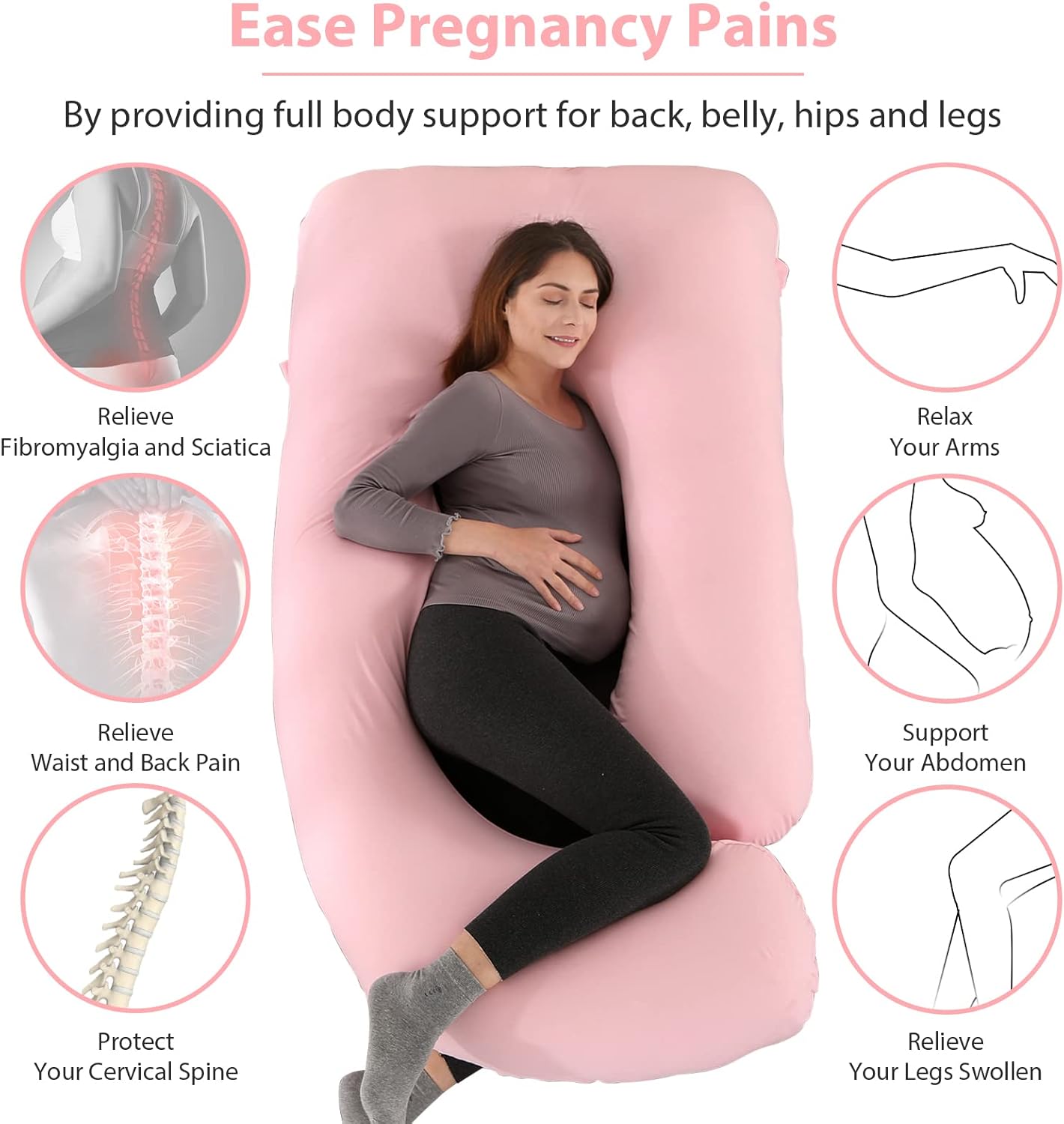 Victostar Pregnancy Pillow - 57-Inch U-Shaped Maternity Pillow for Full Body Support | Removable Cover