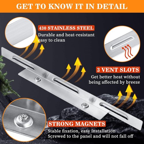 Blackstone Wind Guards - Stainless Steel Magnetic Shields for 28-Inch Griddle | Heat Retention Grill Accessory