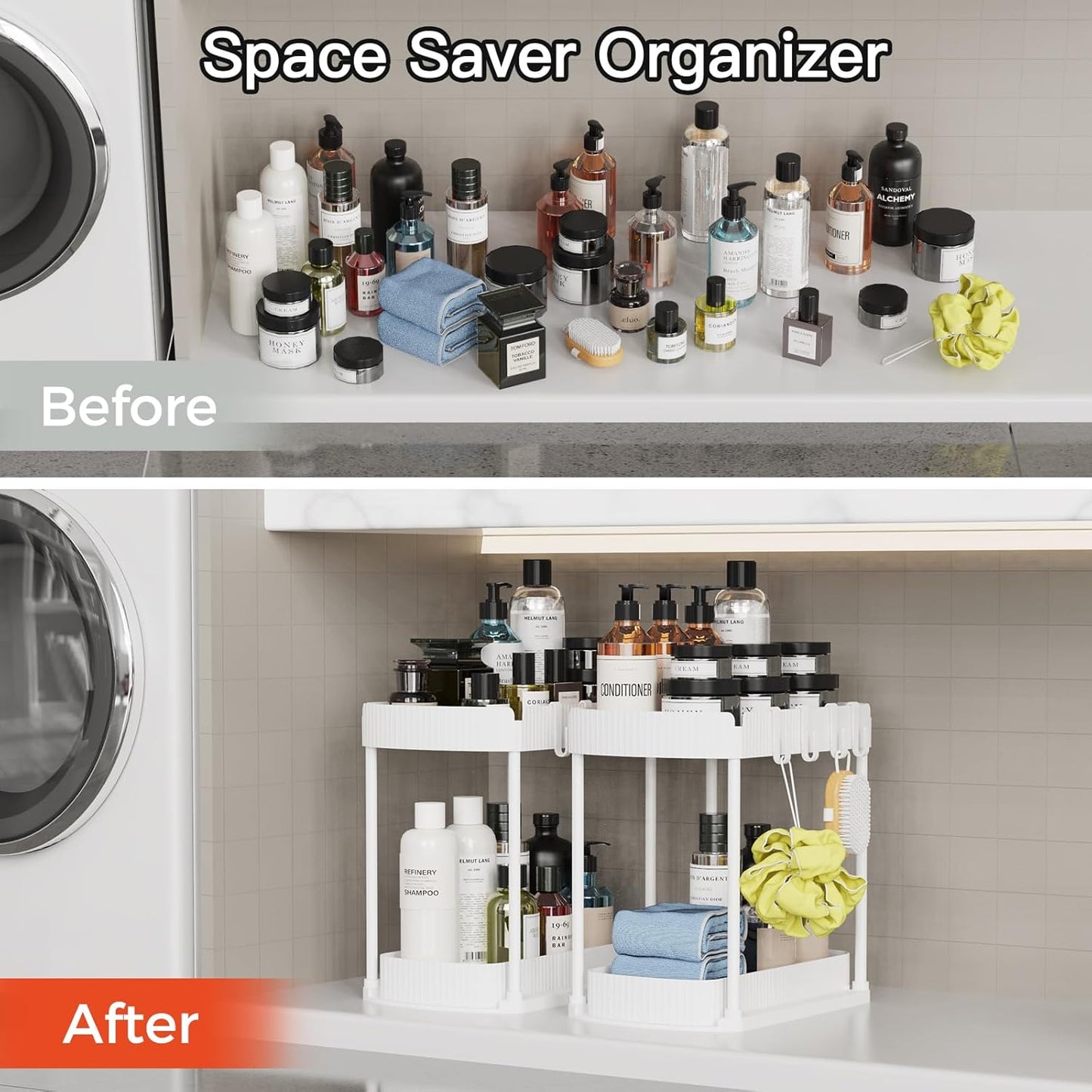 Ukeetap Multi-Purpose Pull-Out Storage Organizers - Under Sink & Cabinet Solution | 14.8 Inch, White