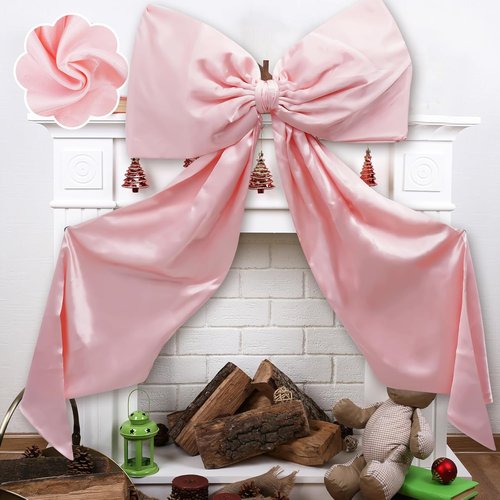 Giant Pink Coquette Bow Wall Decor - 24x48 Inch Large Ribbon Garland for Parties & Aesthetic Rooms