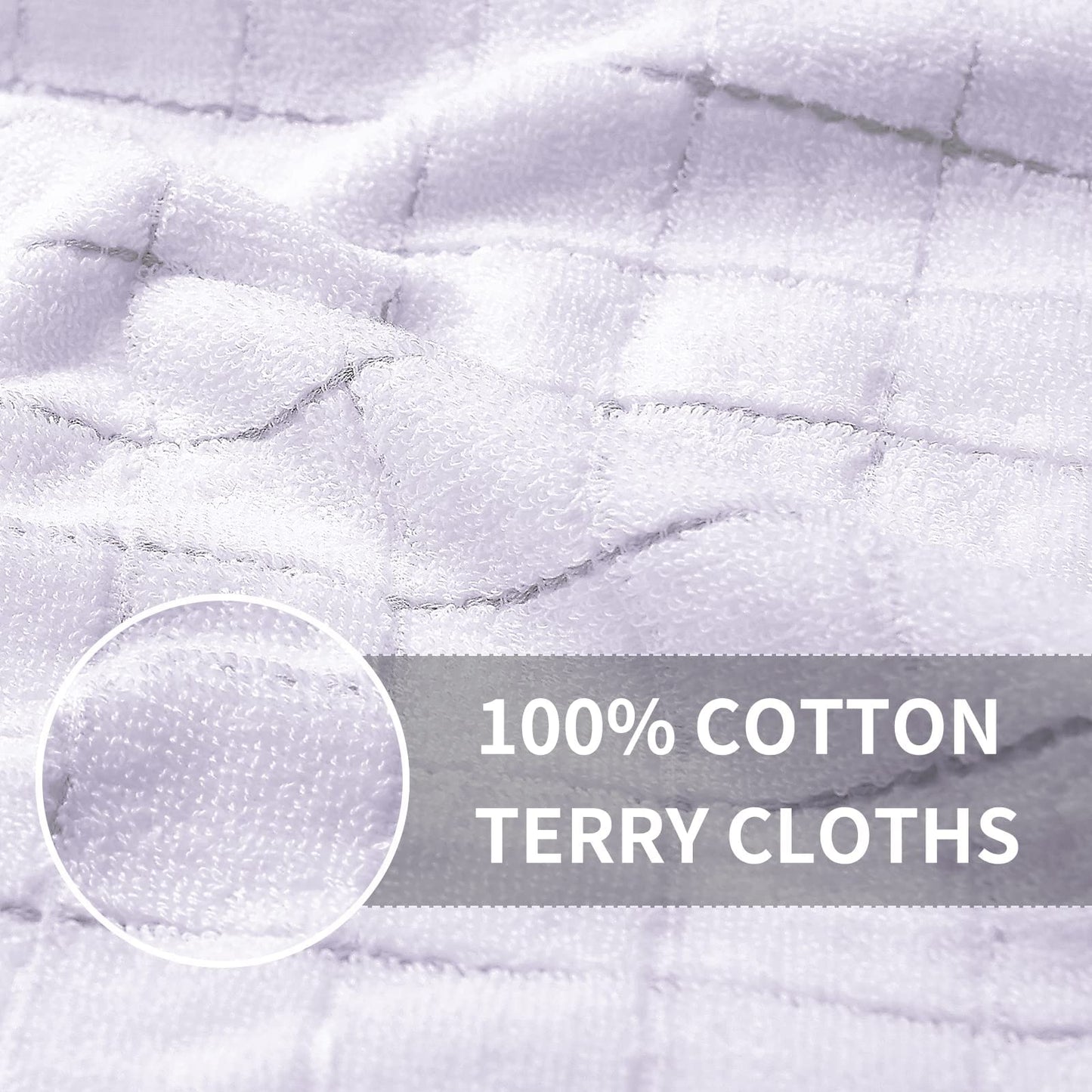 Homaxy 100% Cotton Terry Kitchen Towels(White, 13 x 28 inches), Checkered Designed, Soft and Super Absorbent Dish Towels, 8 Pack