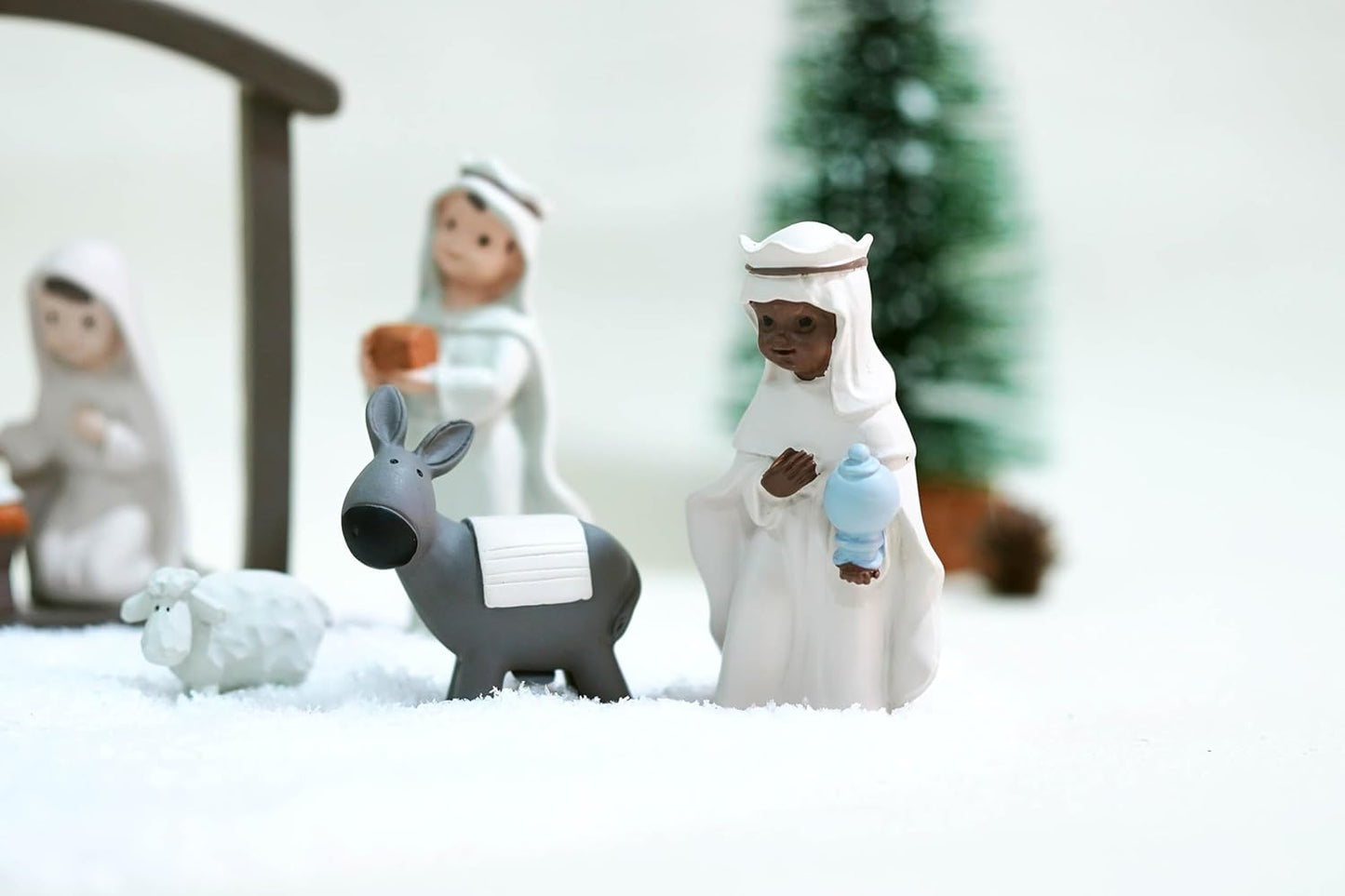 Little People Nativity Set - 12-Piece Mini Christmas Scene with White Figurines for Holiday Decor