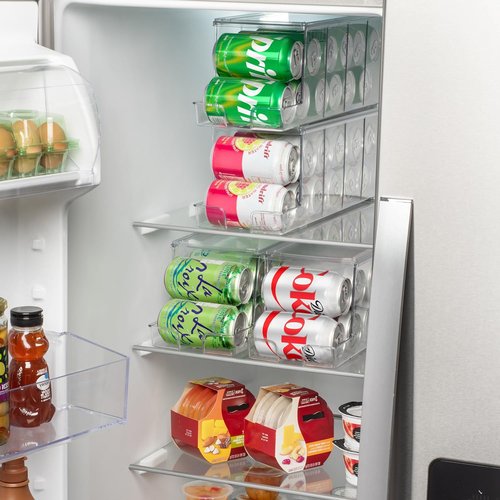 ClearSpace Soda Can Organizer - Stackable Refrigerator Dispenser Holds 12 Cans Each, BPA Free | 2 Pack