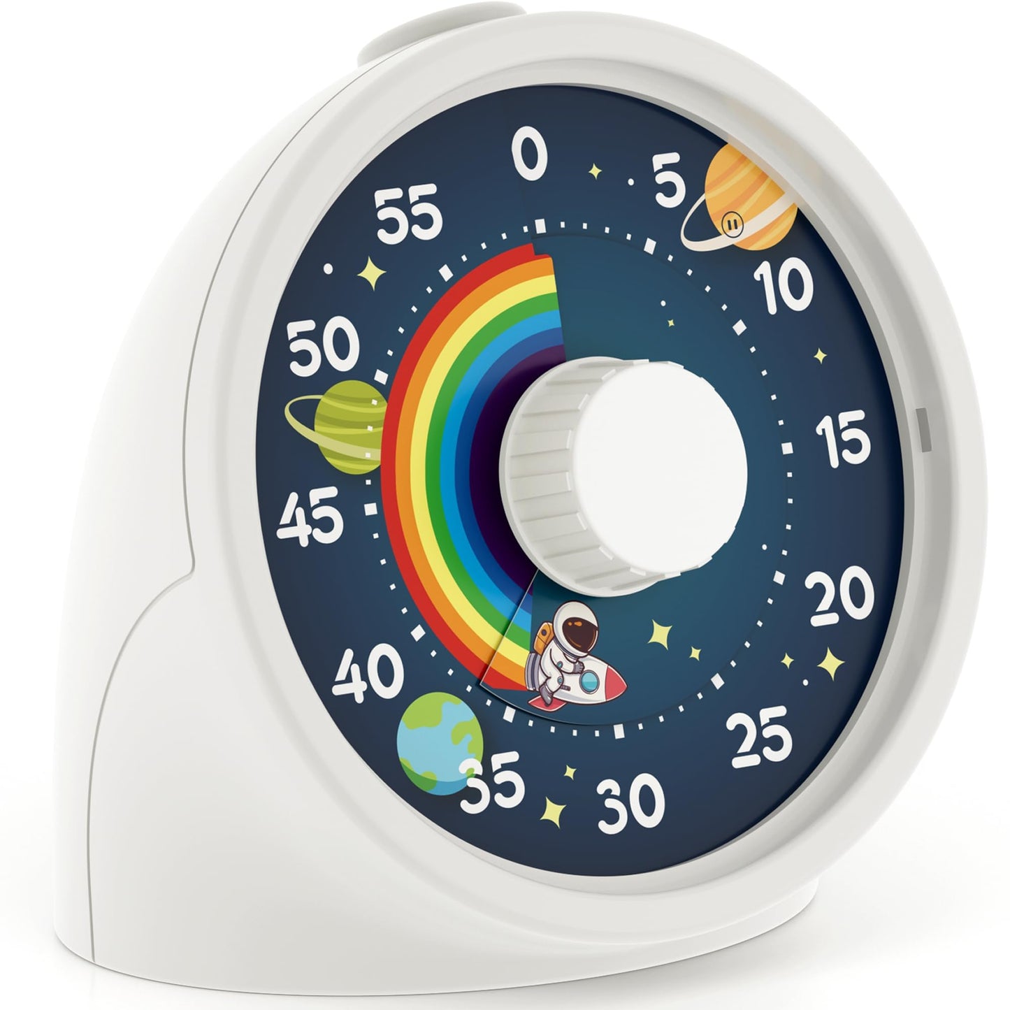 BellMan Visual Timer with Pause Button, 60 Minute Countdown Rainbow Timer for Kids and Adults with Silent Operation, Study and Meetings Time Management Tool, Design for Home, Office and Gift, White