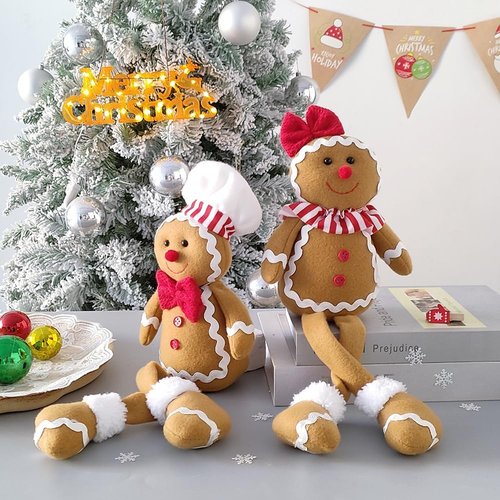 BALONAR Christmas Plush Gingerbread Man Doll - 15-Inch Soft Holiday Decoration for Home & Tree
