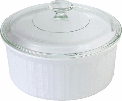 CorningWare French White Round Dish - 1.5 Quart Covered with Glass Lid for Versatile Cooking