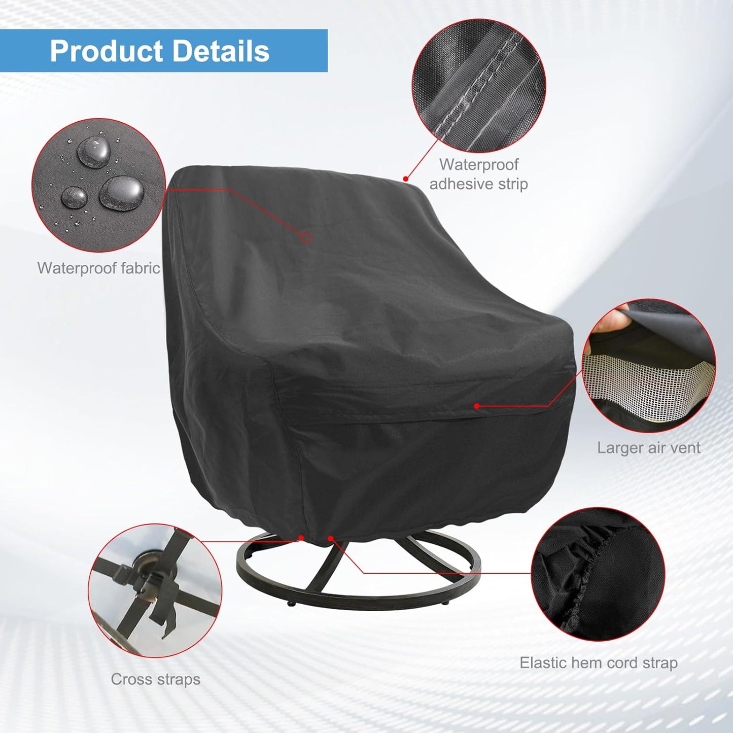 Swivel Chair Cover - Waterproof Outdoor Furniture Covers | 4 Pack, Black, 30L x 34D x 38.5H Inches