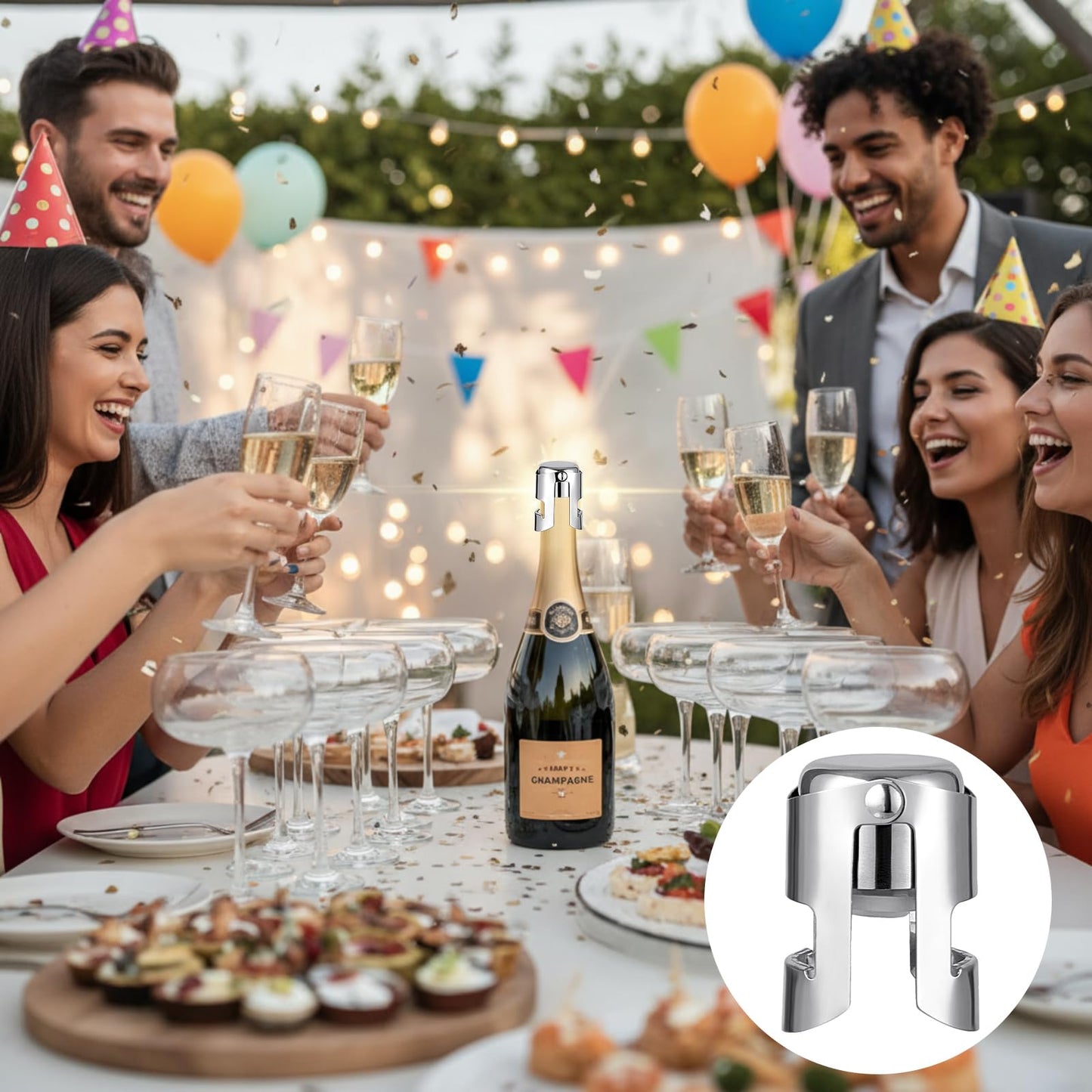 Tessco for you 36 Pcs Stainless Steel Champagne Stopper Bulk Reusable Bottle Sealer Wine Corker Champagne Cork Stopper Saver Plug for Prosecco Sparkling (Silver)