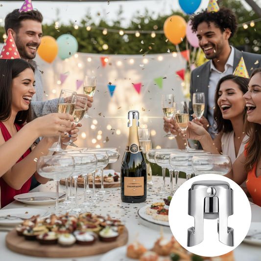 Tessco for you 36 Pcs Stainless Steel Champagne Stopper Bulk Reusable Bottle Sealer Wine Corker Champagne Cork Stopper Saver Plug for Prosecco Sparkling (Silver)