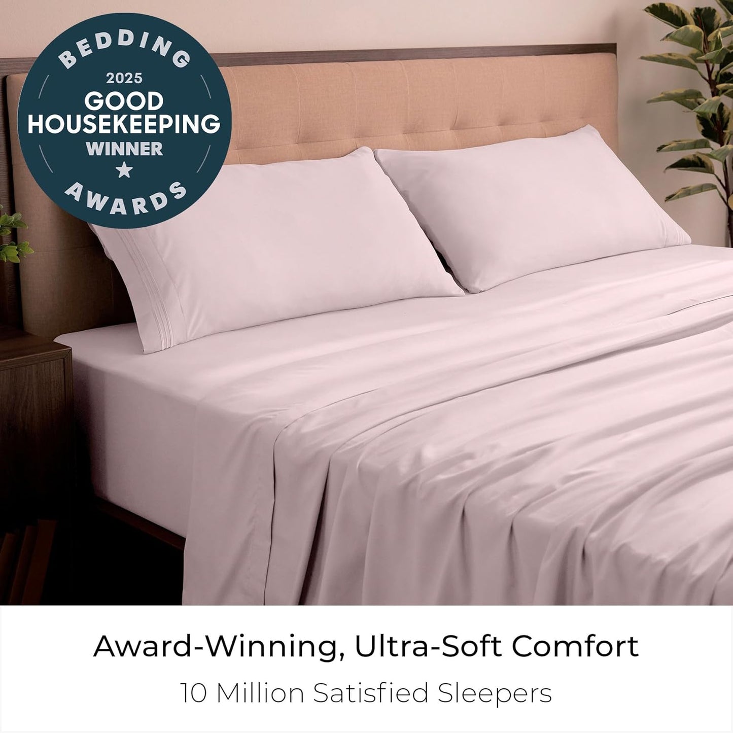 Mellanni King Sheets Set - Luxury 4 PC Bedding Collection - Extra Soft, Cooling, Wrinkle Resistant (King, Blush Pink)