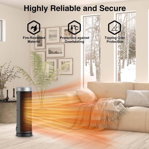Ceramic Space Heater - Portable Indoor Heater with Remote Control | Three Heating Modes & Safety Features