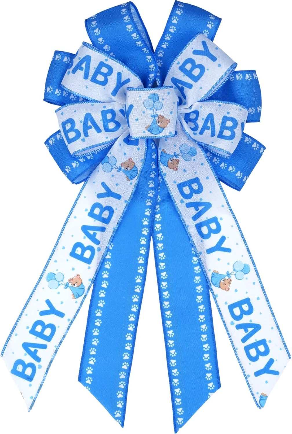 Large Blue Baby Shower Bow - Welcome Home Baby Boy Decorations | Indoor & Outdoor Wreath Decor